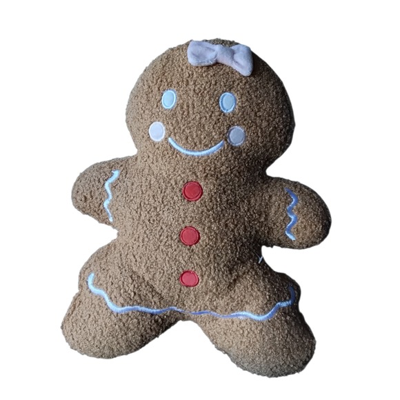 Plush Gingerbread Girl Pillow Stuffed Animal Cute Holiday Decor - Picture 4 of 9